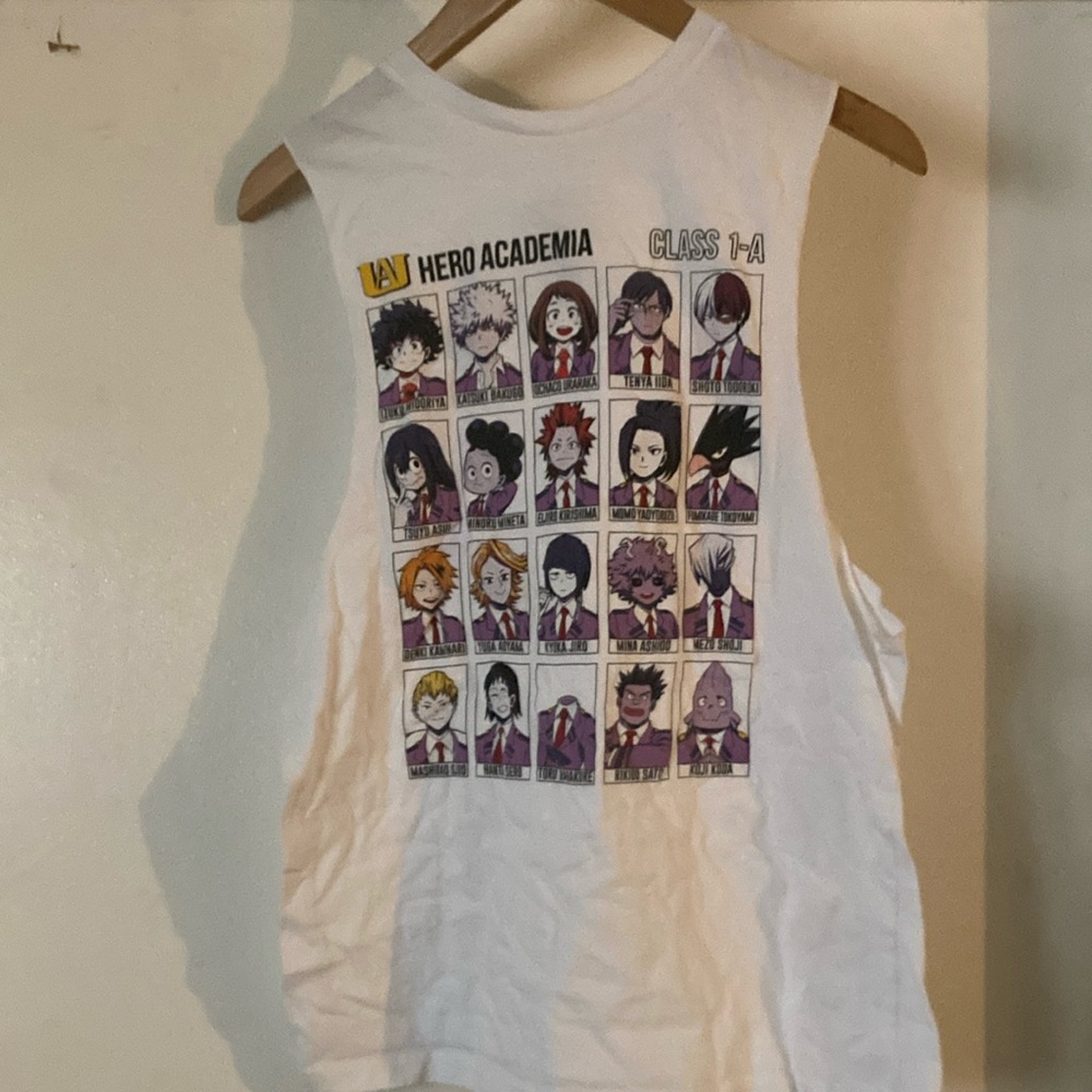 My Hero Academia White Cotton Tank Top M